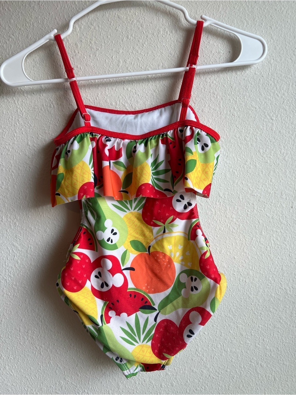 Disney Red Fruit-Print Ruffle One-Piece Swimsuit - Picture 2 of 5